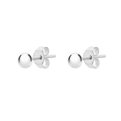 9ct White Gold 3mm Polished Ball Stud Earrings