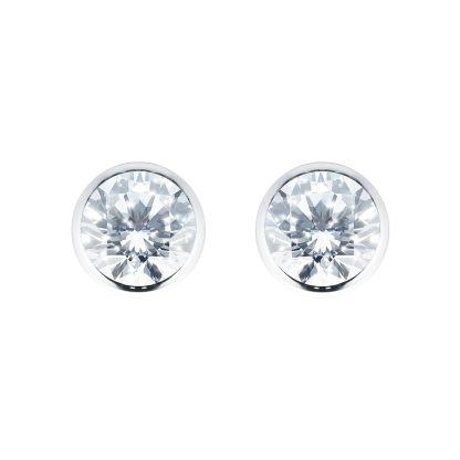 9ct White Gold Rub over Cubic Zirconia Stud Earrings