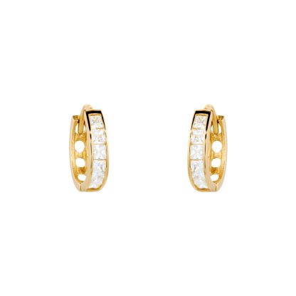 9ct Yellow Gold Cubic Zirconia Huggie Hoop Earrings