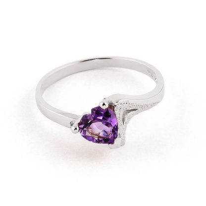 Amethyst Courtney Textured Heart Ring in 9ct White Gold