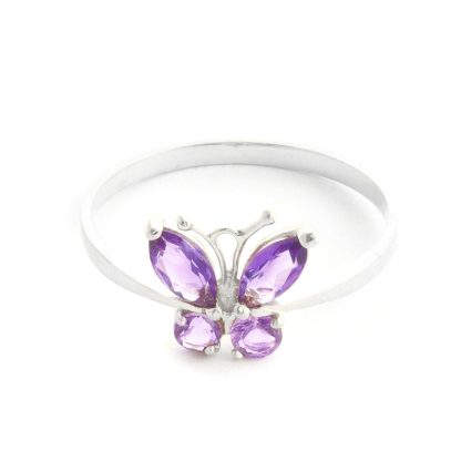 Amethyst Mariah Delicate Butterfly Ring in 9ct White Gold