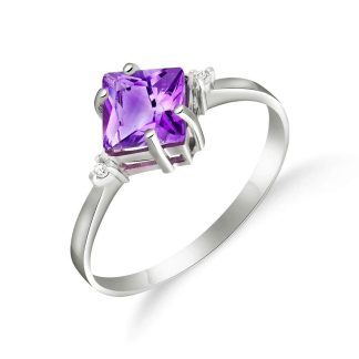 Amethyst & Diamond Leona Symmetrical Ring in 9ct White Gold