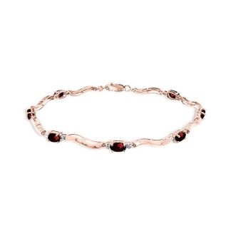 Garnet & Diamond Coral Wave Tennis Bracelet in 9ct Rose Gold