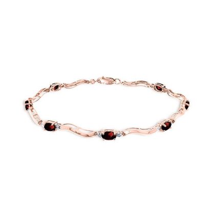 Garnet & Diamond Coral Wave Tennis Bracelet in 9ct Rose Gold