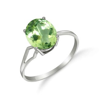 Green Amethyst Madeleine Classic Signature Ring in 9ct White Gold