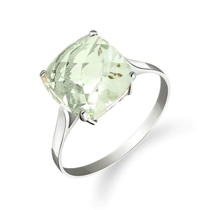 Green Amethyst Riley Rococo Minimalist Ring in 9ct White Gold