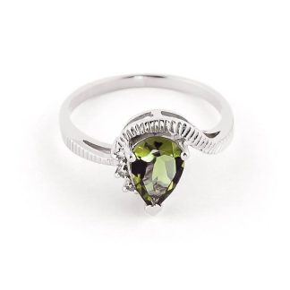 Green Amethyst & Diamond Katrina Belle Abstract Ring in 9ct White Gold