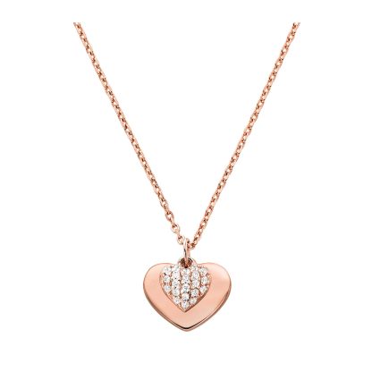 Love 14ct Rose Gold Coloured Heart Duo Pendant