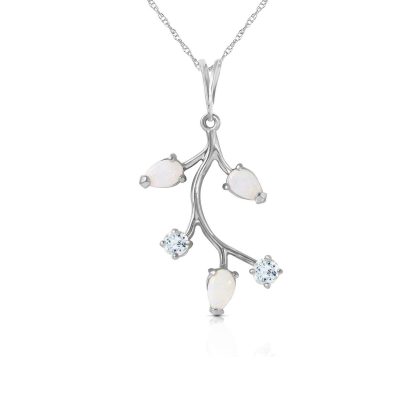 Opal & Aquamarine Jemima Vine Pendant Necklace in 9ct White Gold