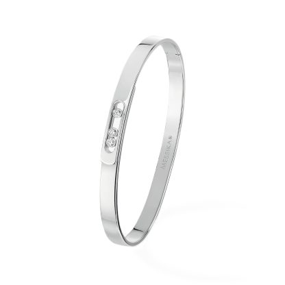 18ct White Gold Move Noa 0.11ct Diamond Bangle