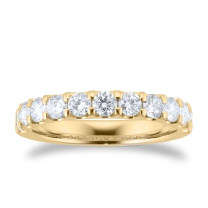 18ct Yellow Gold 1.00ct Diamond Claw Set Eternity Ring - Ring Size I