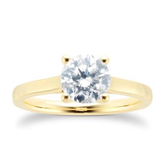 18ct Yellow Gold 1.50cttw Diamond Solitaire Engagement Ring - Ring Size O