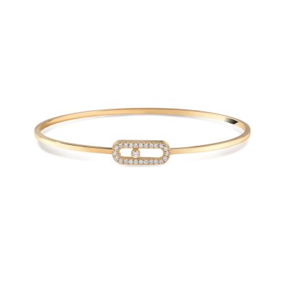 18ct Yellow Gold Move Uno Pavé 0.14cttw Diamond Bangle