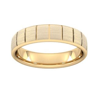 5mm D Shape Standard Vertical Lines Wedding Ring In 18 Carat Yellow Gold