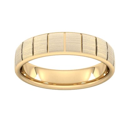 5mm D Shape Standard Vertical Lines Wedding Ring In 18 Carat Yellow Gold