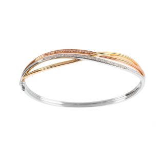 9ct Tri Tone 0.33ct Diamond Bangle