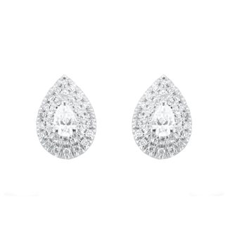 9ct White Gold 0.25ct Diamond Pear Cluster Stud Earrings