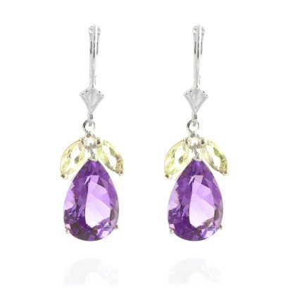 Amethyst & White Topaz Blair Huggie Drop Earrings in 9ct White Gold