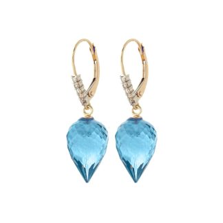 Blue Topaz & Diamond Astrid Contemporary Drop Earrings in 9ct Gold