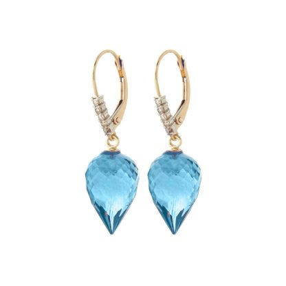 Blue Topaz & Diamond Astrid Contemporary Drop Earrings in 9ct Gold