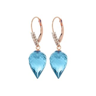 Blue Topaz & Diamond Astrid Contemporary Drop Earrings in 9ct Rose Gold