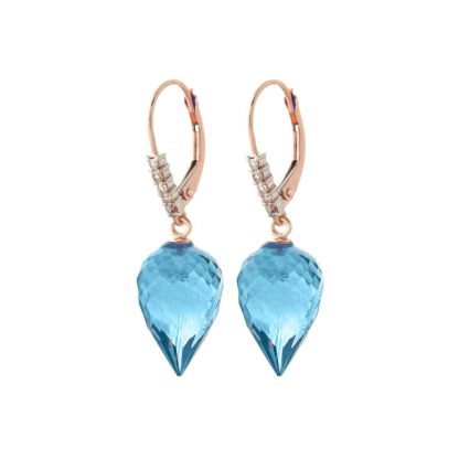 Blue Topaz & Diamond Astrid Contemporary Drop Earrings in 9ct Rose Gold