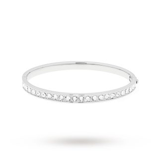 Clemara Hinge Crystal Silver Bangle