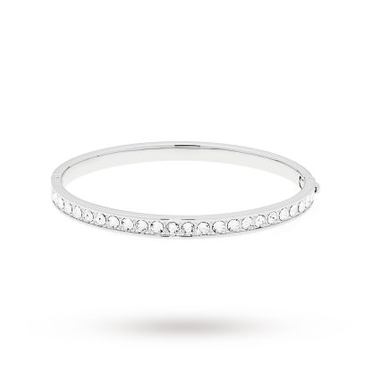 Clemara Hinge Crystal Silver Bangle