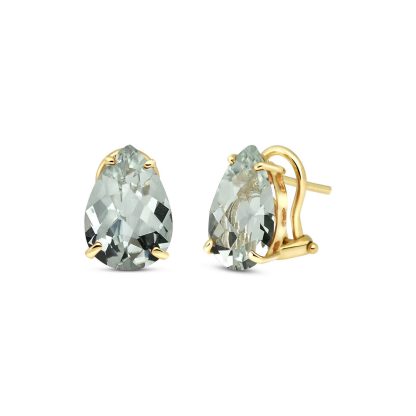 Green Amethyst Alanna Pear Drop Stud Earrings in 9ct Gold