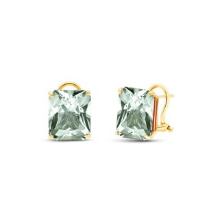 Green Amethyst Ebony Classic Stud Earrings in 9ct Gold