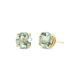 Green Amethyst Novara Stud Earrings in 9ct Gold, Small