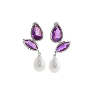 Pearl Violette Enchanting Drop Earrings in 9ct White Gold