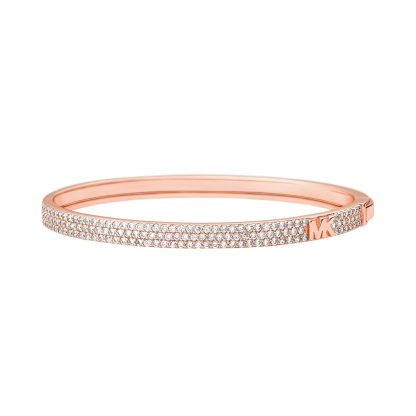 Rose Gold Coloured Crystal Logo Bangle