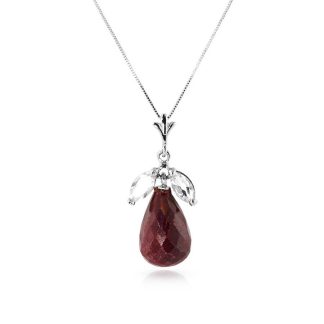 Ruby & White Topaz Jessica Petal Pendant Necklace in 9ct White Gold