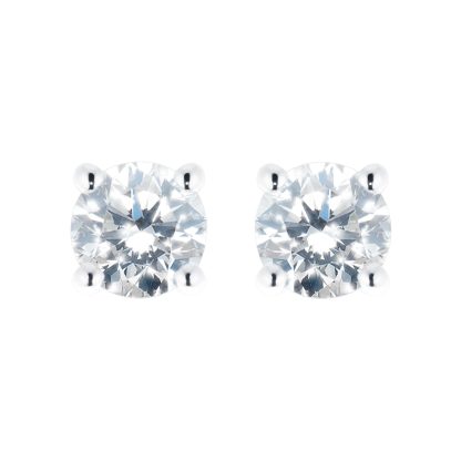 Silver April Cubic Zirconia 4mm Stud Earrings