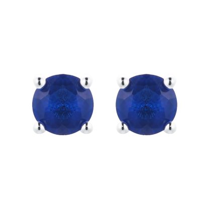 Silver September Dark Blue Cubic Zirconia Stud Earrings