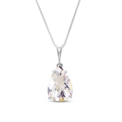 White Topaz Alanna Classic Everyday Pendant Necklace in 9ct White Gold