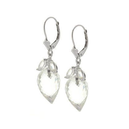 White Topaz Astrid Charm Drop Earrings in 9ct White Gold