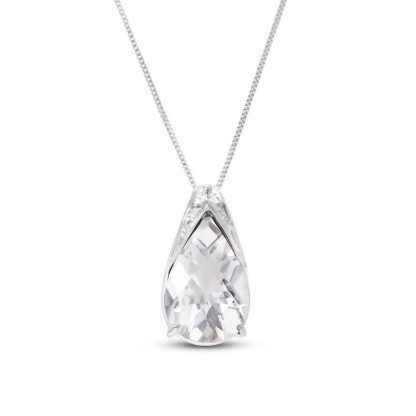 White Topaz Tamara Snowcap Pendant Necklace in 9ct White Gold