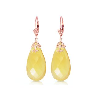 Yellow Onyx Jasmine Signature Drop Earrings in 9ct Rose Gold