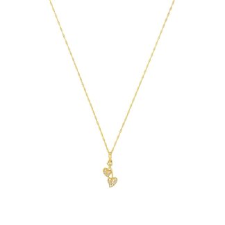 14ct Yellow Gold Cross Over Heart Pendant Necklace