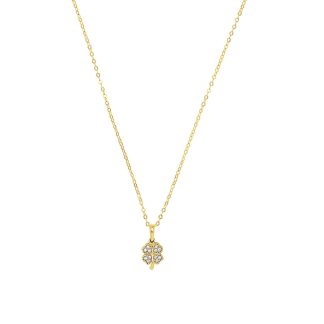 14ct Yellow Gold Cubic Zirconia Clover Pendant Necklace