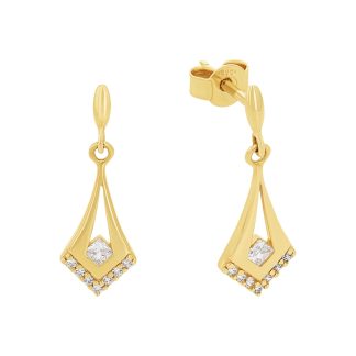 14ct Yellow Gold Cubic Zirconia Drop Earrings