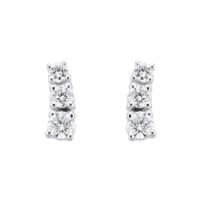 9ct White Gold 0.30cttw Climber Stud Earrings