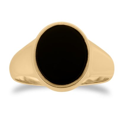 9ct Yellow Gold Black Onyx Signet Ring - Ring Size R