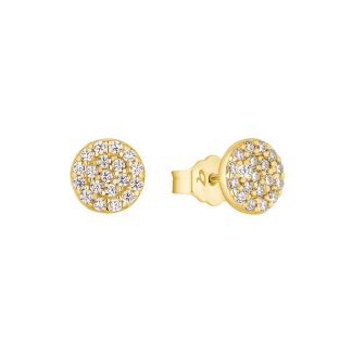 9ct Yellow Gold Cubic Zirconia Circle Stud Earrings