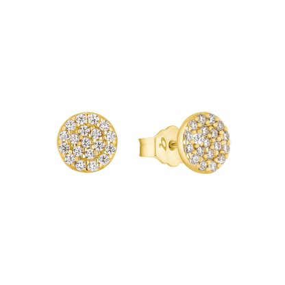 9ct Yellow Gold Cubic Zirconia Circle Stud Earrings