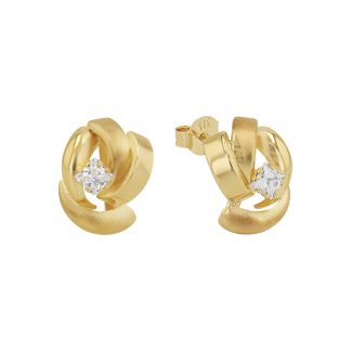 9ct Yellow Gold Cubic Zirconia Knot Stud Earrings