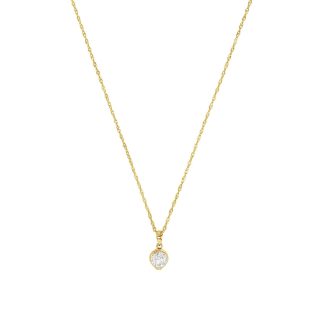 9ct Yellow Gold Cubic Zirconia Round Pendant Necklace