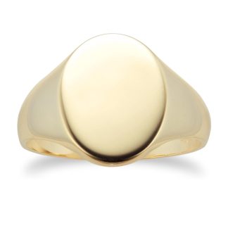 9ct Yellow Gold Oval Plain Signet Ring - Ring Size K